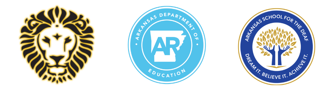 Arkansas School for the Blind and Visually Impaired logo, Arkansas Department of Education logo, and the Arkansas School for the Deaf logo